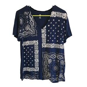 Tommy Hilfiger Woman's Patchwork Bandana T-Shirt - 100% Cotton